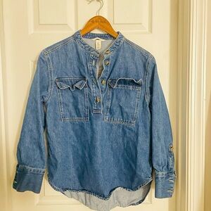 H&M Blue Denim Button-Up Top